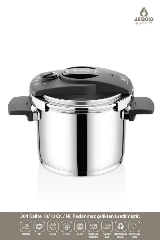 Amboss Eni-8675 Enio Matik Paslanmaz Çelik 22 Cm 6 Lt Düdüklü Tencere