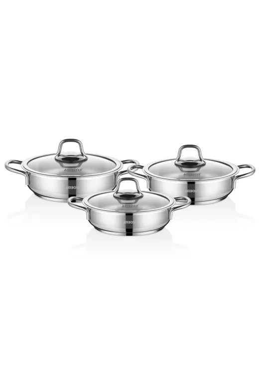 Amboss SAP-4066 Saphire 6 Parça Paslanmaz Çelik Indüksiyon Tabanlı Sahan Set