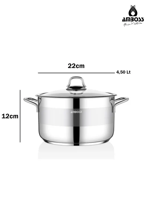 Amboss SAP-4318 Saphire Paslanmaz Çelik Derin Tencere - 22 Cm