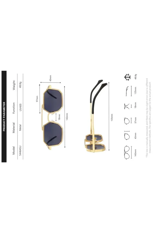 AMR1050 Kadın Steampunk Gretel Gold Metal Güneş Gözlüğü