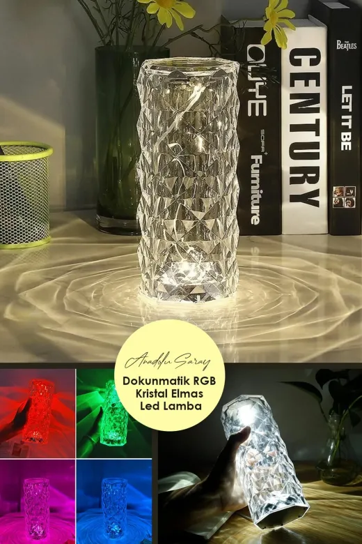 Anadolu Saray çarşısı RGB.Lamba.Led Usbli Rgb Kristal Elmas Led Dokunmatik Lamba | Led Masa Lambası Restoran Masa Lambası