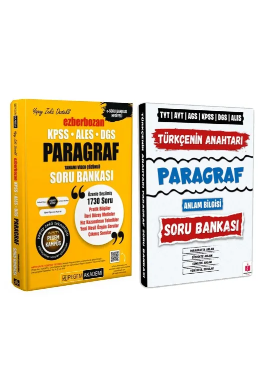 Anahtar Kitap 234320079132487 2026 Türkçenin Anahtarı Paragraf Ve Pegem Ezberbozan Paragraf Soru Bankası Tyt Msü Ags Kpss Ales Dgs