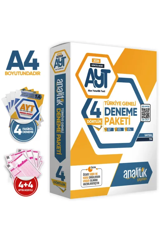 Analitik Yayınları AYTanalitik4DNM4050 2026 Ayt Analitik Deneme Paketi Dört 4Lük Türkiye Geneli Değerlendirmeli Özgün Güncel Deneme