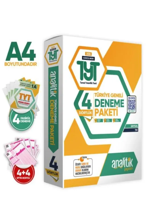 Analitik Yayınları TYTanalitik4DNM4050 2026 Tyt Analitik Deneme Paketi Dört 4Lük Türkiye Geneli Değerlendirmeli Özgün Güncel Deneme Sınavı