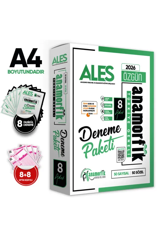 Anamorfik Yayınları ALES5LIDNM4044 2026 Ales Türkiye Geneli Kurumsal 8Li Dijital Çözümlü Paket Deneme Sınavı