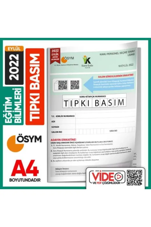 Anamorfik Yayınları EGITIMTIPKI2022eyl 2022 Eylül Kpss Eğitim Bilimleri Ösym Çıkmış Soru Tıpkı Basım Türkiye Geneli D. Çözümlü Kitapçığı
