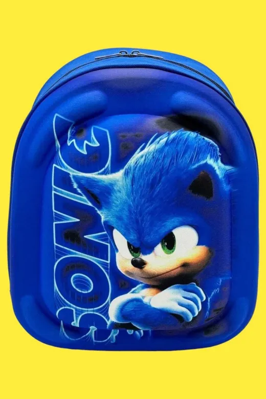 Anaokulu Çocuk Sırt Çantası Kirpi Sonic Karakter 3-6 Yaş 5D Kabartmalı Eva Kumaş Okul Çantası