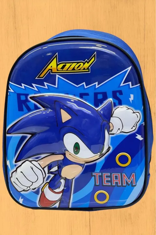 Anaokulu Çocuk Sırt Çantası Kirpi Sonic Karakter 3-6 Yaş 5D Kabartmalı Sırt Çantası Ve Okul Çantası