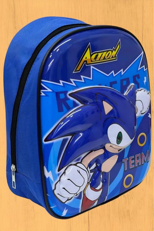 Anaokulu Çocuk Sırt Çantası Kirpi Sonic Karakter 3-6 Yaş 5D Kabartmalı Sırt Çantası Ve Okul Çantası