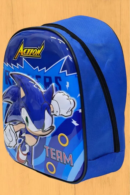 Anaokulu Çocuk Sırt Çantası Kirpi Sonic Karakter 3-6 Yaş 5D Kabartmalı Sırt Çantası Ve Okul Çantası