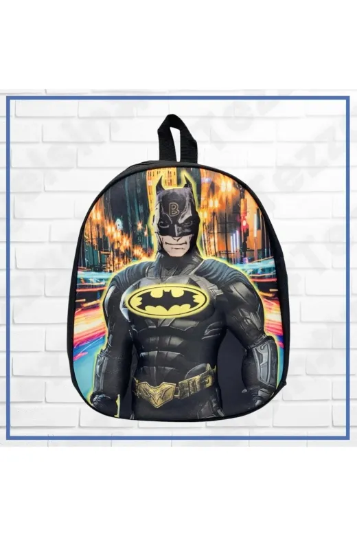 Anaokulu Çocuk Sırt Çantası Yarasa Adam Batman Baskı 3-6 Yaş 5D Kabartmalı Eva Kumaş Okul Çantası