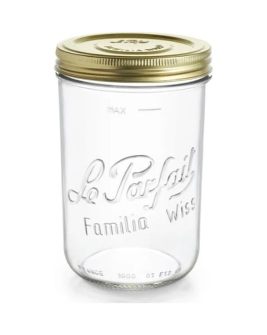 Anda 57855210125440880184975 Le Parfait Familia Wiss 1000 Ml / 1 L Cam Saklama Ve Konserve Kavanozu, Kahve Ve Kuru Gıda İçin, Çift Kapaklı Vakumlu Kapatma Sistemi 12 Izgara
