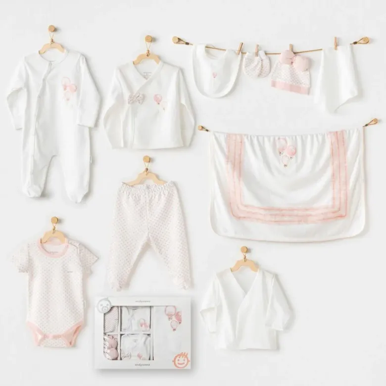 Andywawa AC25551 Newborn Set Pınk Baloons 10'Lu Hastane Çıkışı Ekru