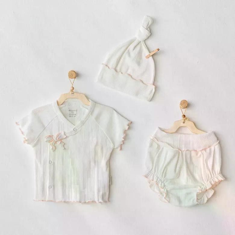 Andywawa AC25899 3'Lü Basic Bebe Takım Ekru