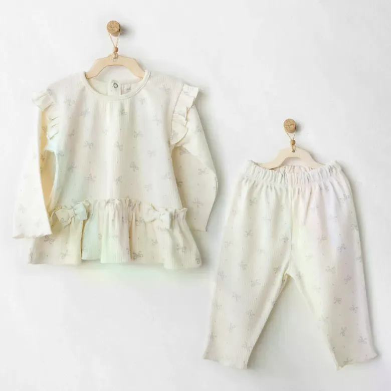 Andywawa AC26256 Baby Bow Bliss 2'li Takım Ekru