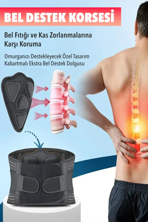Ankaflex M1TXKOR-130 Medikal Bel Korsesi Ekstra 3D Bel Dolgu Aparatlı Balenli Bel Destek Korsesi Medikal Korse