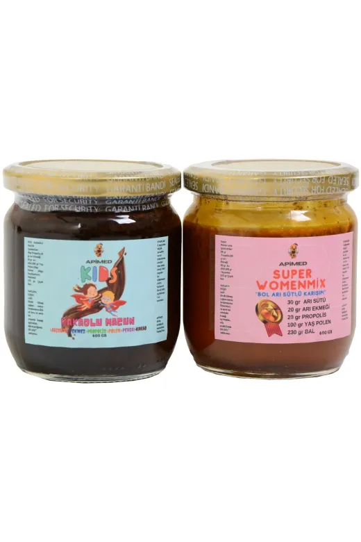 APİMED APMD148 Kıds Kakaolu Ve Super Womenmix Ikimuhteşem Arı Sütü+Pekmez+Propolis+Polen+Arı Ekmeği