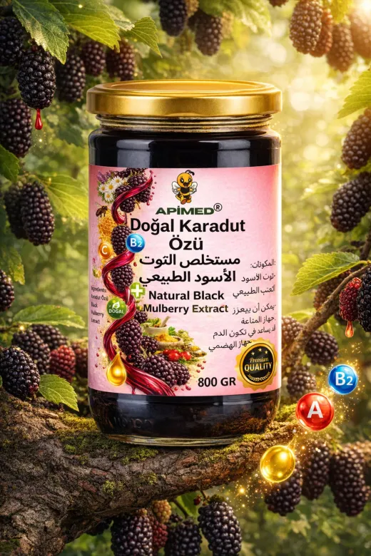 APİMED bgmcv34534 Doğal Karadut Özü 800 Gr Katkısız Yoğun Kıvamlı Dut Pekmezi | Şekersiz, Koruyucusuz