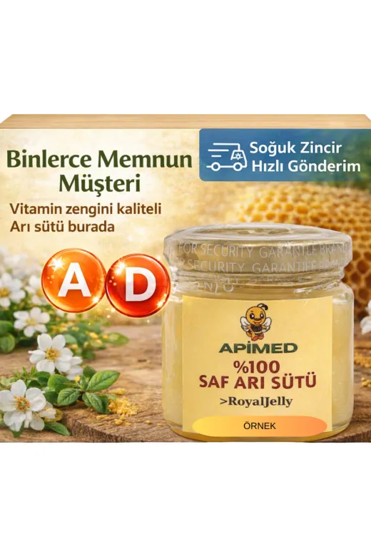 APİMED DFBSD43534 Muhteşem Firsat (2200Gr) Saf Ari Sütü Strafor Kutuda Buz Poşeti İle Gönderim+Tahta Kaşik