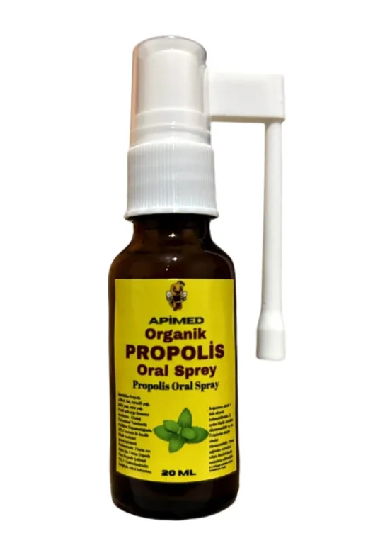 APİMED dvsdvs3455 Propolis Oral Sprey 20 Ml Bitkisel Yağ Karışımlı, Bal, Kekik, Nane Ve Karanfil Yağlı Takviye Edici