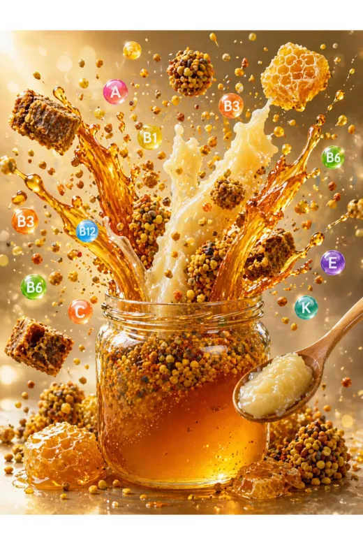 APİMED FDHNDGH2352 Ballı Polen Ve Arı Sütü 4*700Gr – %100 Doğal Arı Ürünleri Karışımı | Energy Booster, , Royal Jelly & Bee Pollen Mix