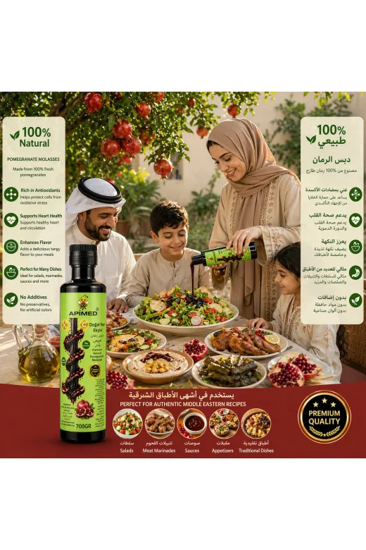 APİMED GFMFG3436F %100 Nar Ekşisi 4*700Gr Katkısız Doğal Nar Ekşisi | Yoğun Kıvamlı Geleneksel Nar Sosu | Salata, Et & Marineler İçin