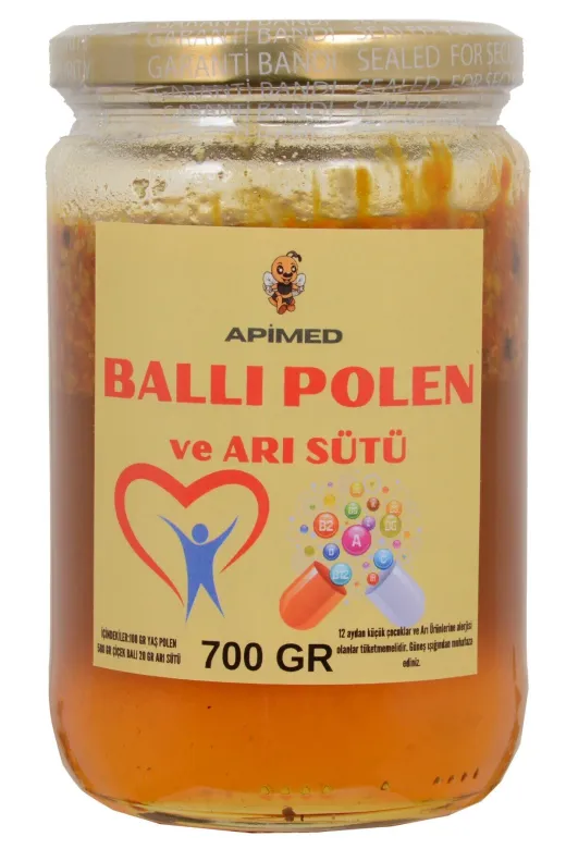 APİMED NJDF42253 Ballı Polen Ve Arı Sütü 700Gr – %100 Doğal Arı Ürünleri Karışımı | Energy Booster, , Royal Jelly & Bee Pollen Mix