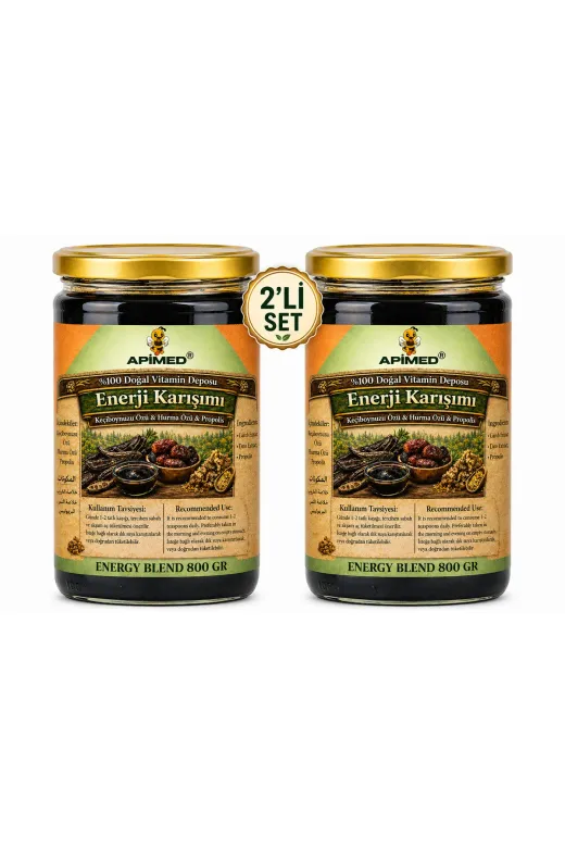 APİMED sbnh2352 Enerji Karışımı 800 Gr – Keçiboynuzu Özü, Hurma Özü Ve Propolis İçeren Doğal Enerji Macunu | %100 Katkısız Bitkisel Karışım