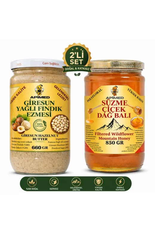 APİMED sdgse4tsd46 Süzme Çiçek Balı 850Gr Ve Fındık Ezmesi 660Gr Harika Fırsat Ekonomik Set