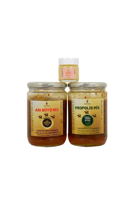 APİMED SFD905E Propolismix %100 Doğal Şifa Karişim Ve Arisütümix(600Gr) Premium Ve Arisütü(40Gr) Seti