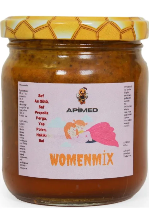 APİMED wmnmx01 Arı Sütü Karışımı Arı Sütü+Arı Ekmeği+Propolis+Yaş Polen+Bal Womenmix Tahta Kaşık Hediyeli