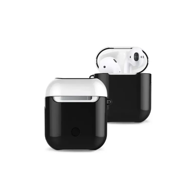 Apple Airpods 2 (2.nesil) 3in1 Kılıf - Siyah-Beyaz