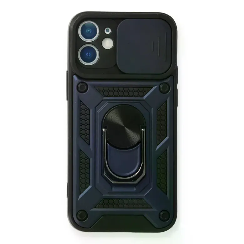 Apple İphone 11 Kılıf Pars Lens Yüzüklü Silikon - Lacivert