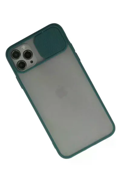 Apple iPhone 11 Pro Kılıf Palm Buzlu Kamera Sürgülü Silikon - Yeşil