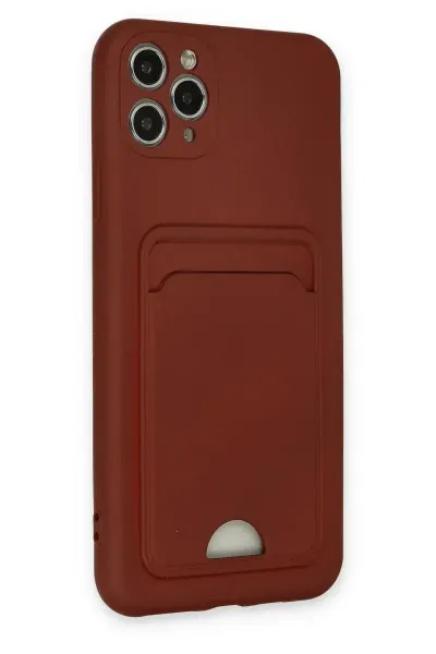 Apple iPhone 11 Pro Max Kılıf Kelvin Kartvizitli Silikon - Bordo