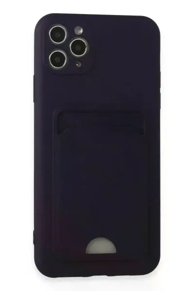 Apple iPhone 11 Pro Max Kılıf Kelvin Kartvizitli Silikon - Derin Mor