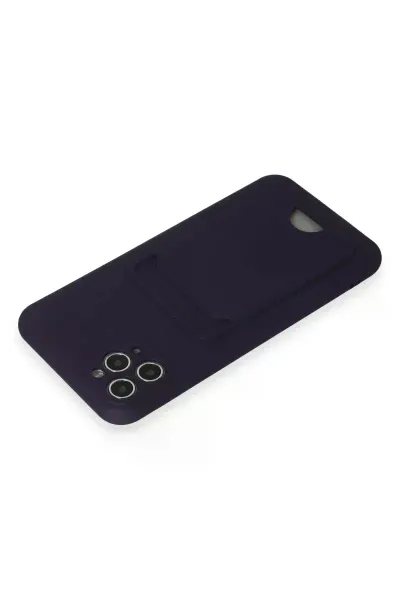 Apple iPhone 11 Pro Max Kılıf Kelvin Kartvizitli Silikon - Derin Mor