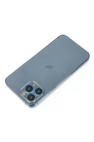 Apple iPhone 11 Pro Max Shine Kamera Lens Koruma Cam - Mavi