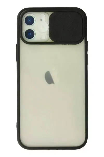 Apple iPhone 12 Kılıf Palm Buzlu Kamera Sürgülü Silikon - Siyah