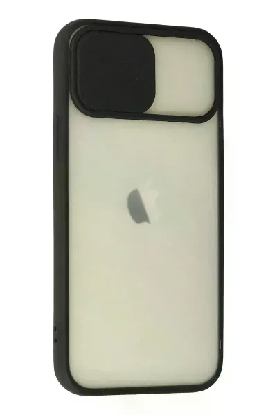 Apple iPhone 12 Kılıf Palm Buzlu Kamera Sürgülü Silikon - Siyah