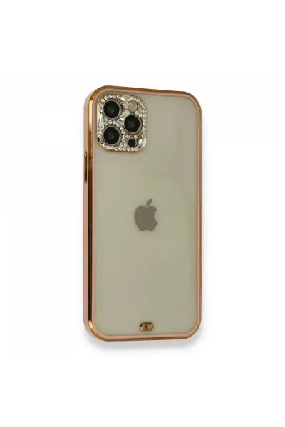 Apple iPhone 12 Pro Kılıf Liva Taşlı Silikon - Pembe