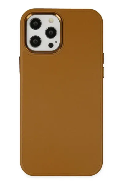 Apple iPhone 12 Pro Max Kılıf Asya Deri Silikon - Kahverengi