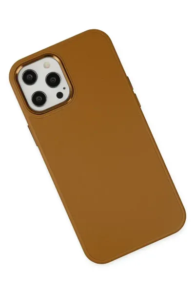 Apple iPhone 12 Pro Max Kılıf Asya Deri Silikon - Kahverengi