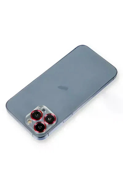 Apple iPhone 12 Pro Max Metal Kamera Lens Koruma Cam - Kırmızı