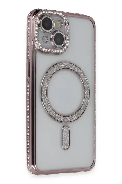 Apple iPhone 13 Kılıf Joke Simli Magneticsafe Kılıf - Pembe