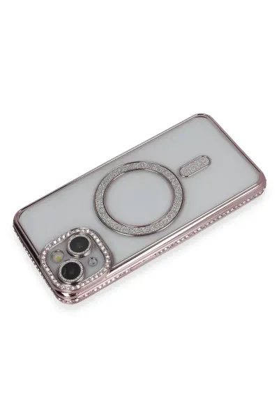 Apple iPhone 13 Kılıf Joke Simli Magneticsafe Kılıf - Pembe