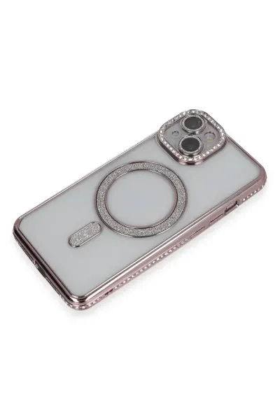 Apple iPhone 13 Kılıf Joke Simli Magneticsafe Kılıf - Pembe