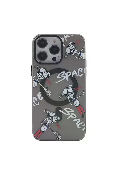 Apple iPhone 13 Pro Kılıf Apollo Magneticsafe Desenli Kapak - Apollo Siyah - 3