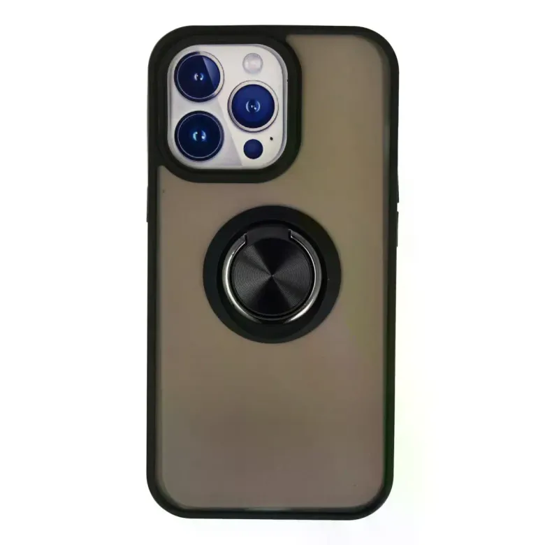 Apple İphone 13 Pro Kılıf Montreal Yüzüklü Silikon Kapak - Siyah