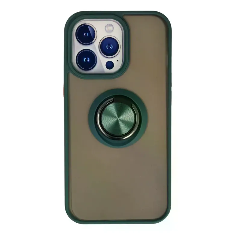 Apple İphone 13 Pro Kılıf Montreal Yüzüklü Silikon Kapak - Yeşil